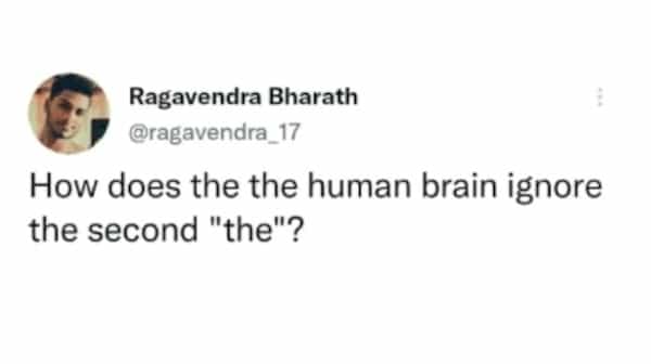 How does the the human brain ignore the second "the"?