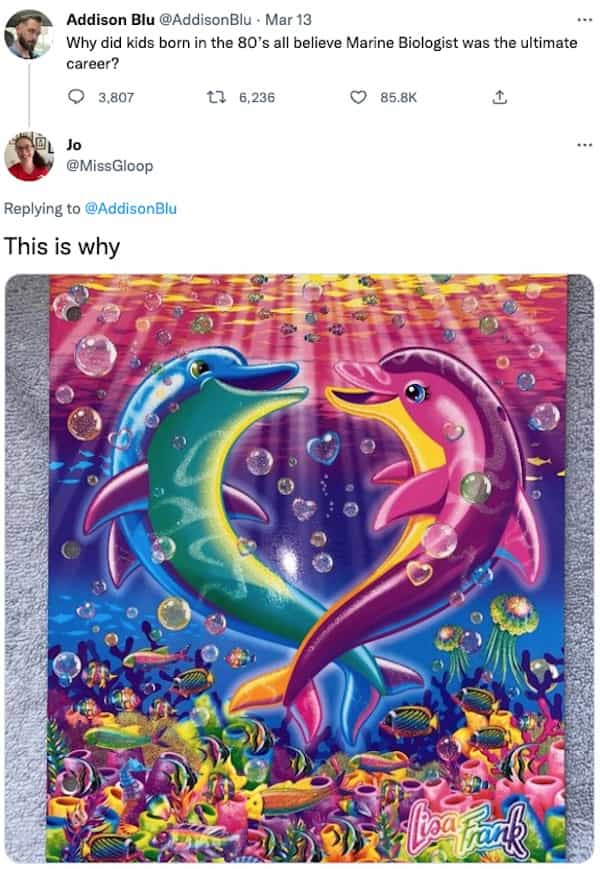 Why did kids born in the 80's all believe Marine Biologist was the ultimate career?