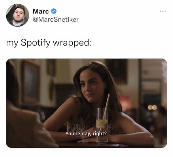 my Spotify wrapped: You're gay, right?