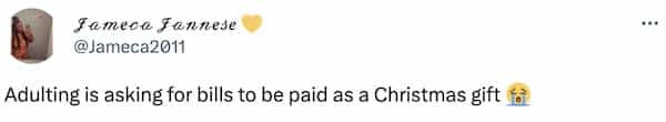 Adulting is asking for bills to be paid as a Christmas gift