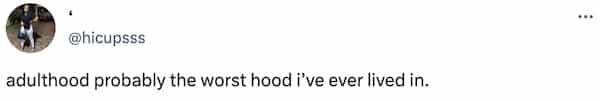 adulthood probably the worst hood i've ever lived in.