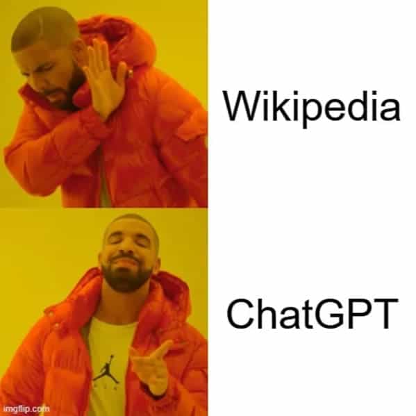 Wikipedia ChatGPT drake meme