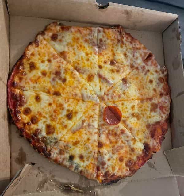pepperoni pizza with one pepperoni