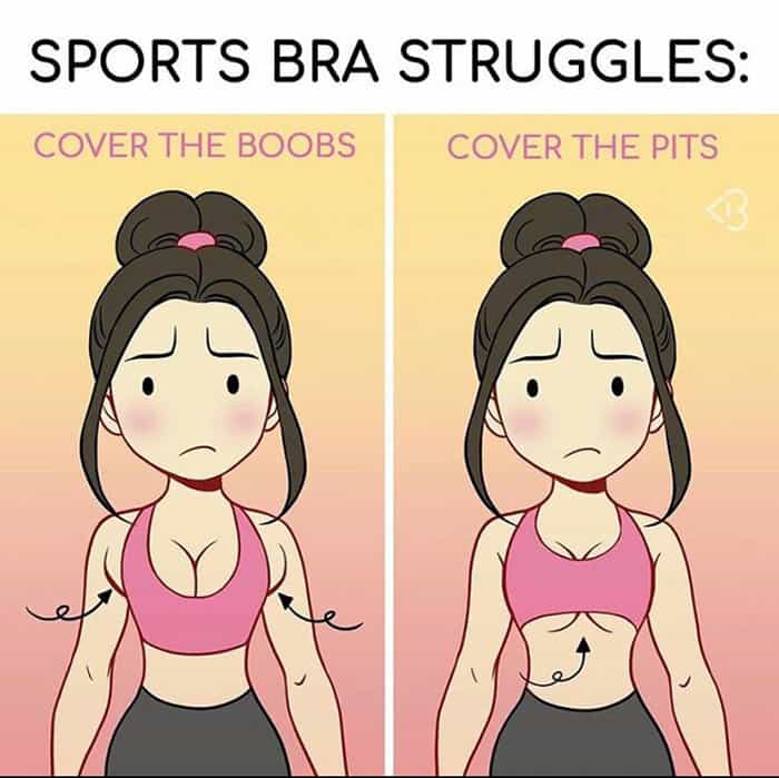 SPORTS BRA STRUGGLES: COVER THE BOOBS COVER THE PITS