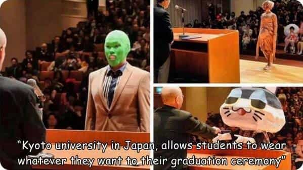 "Kyoto university in Japan, allows students to wear whatever they want to their graduation ceremony