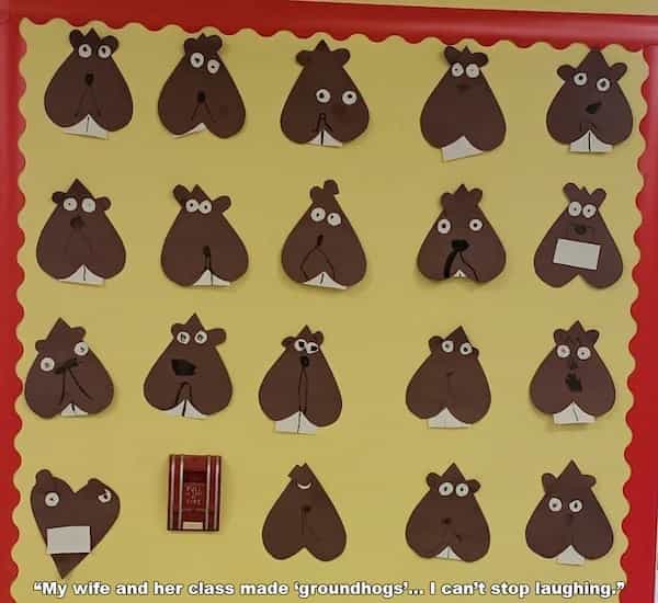 My wife and her class made groundhogs an I can't stop laughing?