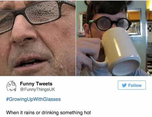 #GrowingUpWithGlasses When it rains or drinking something hot