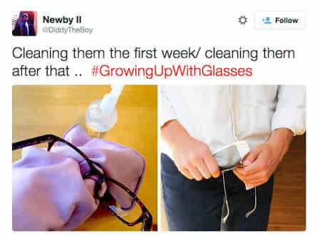 Cleaning them the first week/ cleaning them after that .. #GrowingUpWithGlasses