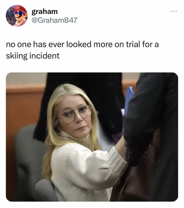 no one has ever looked more on trial for a skiing incident