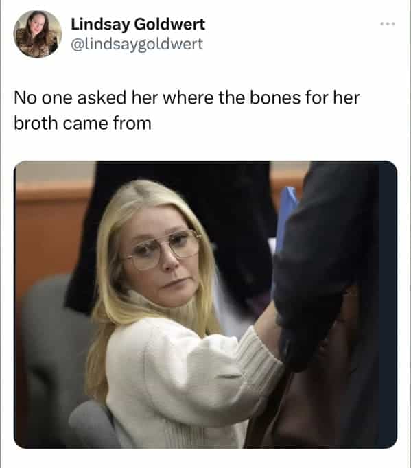 No one asked her where the bones for her broth came from