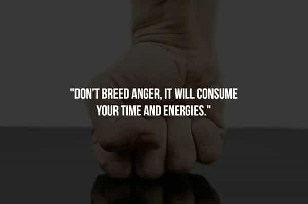 "DON'T BREED ANGER, IT WILL CONSUME YOUR TIME AND ENERGIES."