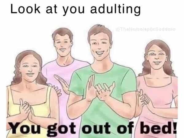 Look at you adulting You got out of bed!