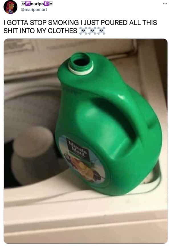 I GOTTA STOP SMOKING I JUST POURED ALL THIS SHIT INTO MY CLOTHES