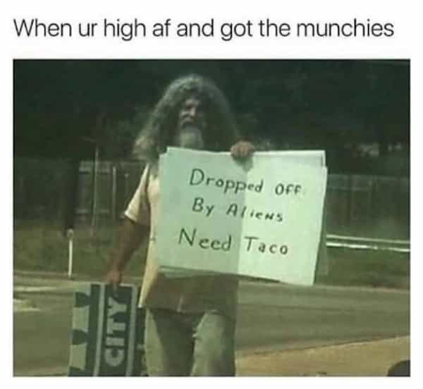 When ur high af and got the munchies Dropped ofF By Aliens Need Taco