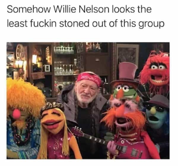 Somehow Willie Nelson looks the least fuckin stoned out of this group