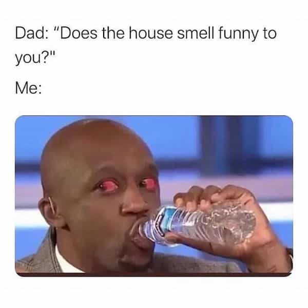 Dad: "Does the house smell funny to you?" Me: