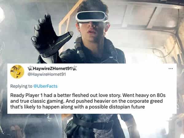 Ready Player 1 had a better fleshed out love story. Went heavy on 80s and true classic gaming. And pushed heavier on the corporate greed that's likely to happen along with a possible distopian future