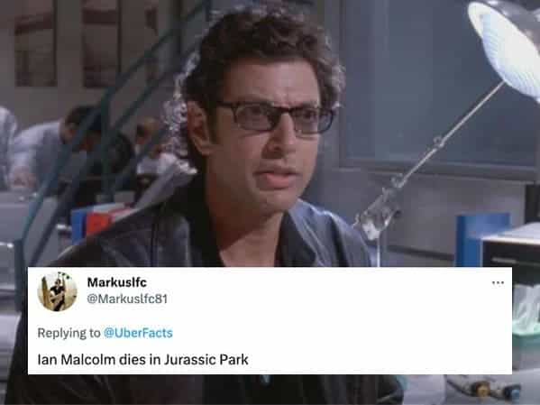 Ian Malcolm dies in Jurassic Park