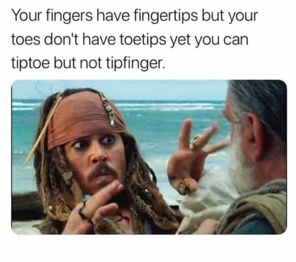 Your fingers have fingertips but your toes don't have toetips yet you can tiptoe but not tipfinger.