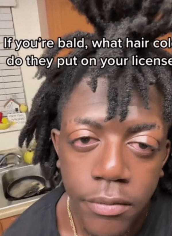 If you're bald, what hair col do they put on your license
