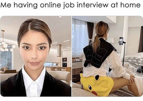 Me having online job interview at home