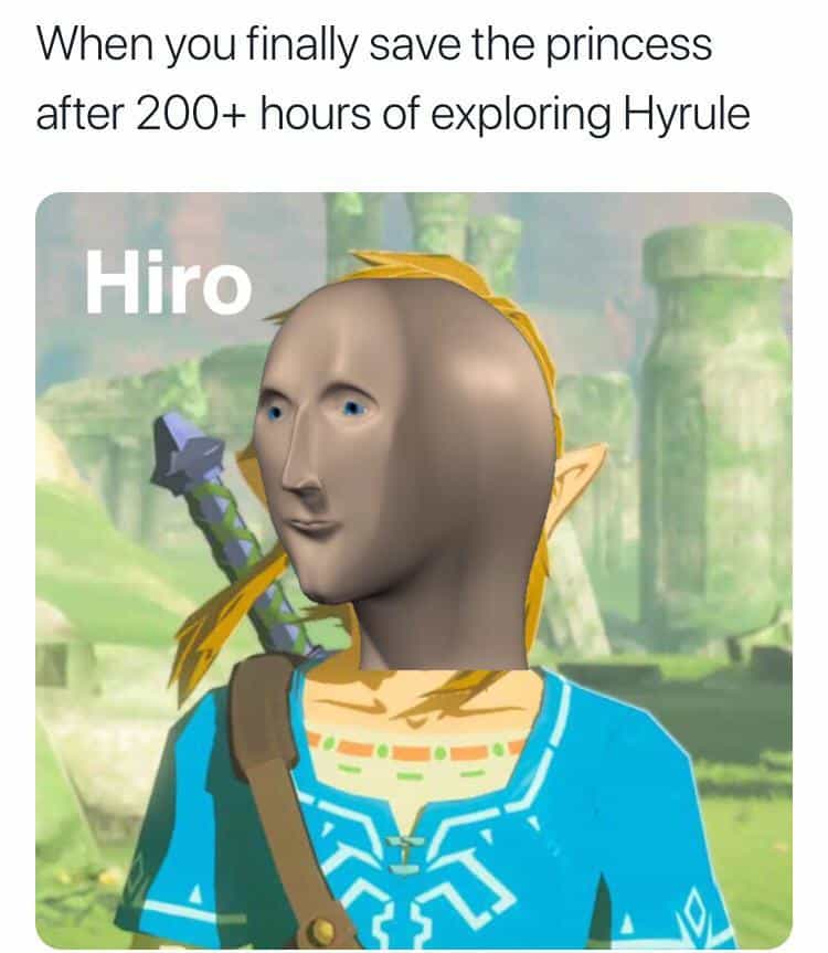 When you finally save the princess after 200+ hours of exploring Hyrule Hiro