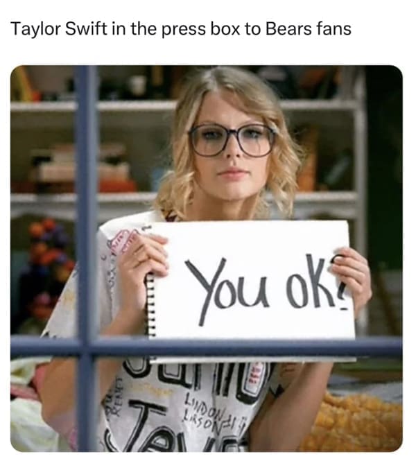 Taylor Swift in the press box to Bears fans