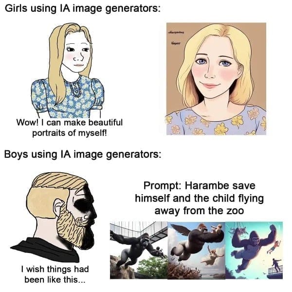 funny memes Girls using IA image generators:
