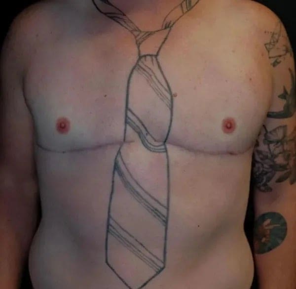 funny memes tattoo tie on chest