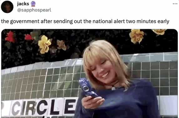 the government after sending out the national alert two minutes early