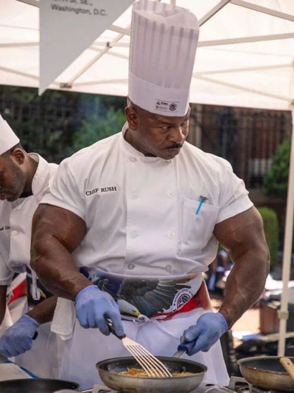 Boss mode jacked chef muscles