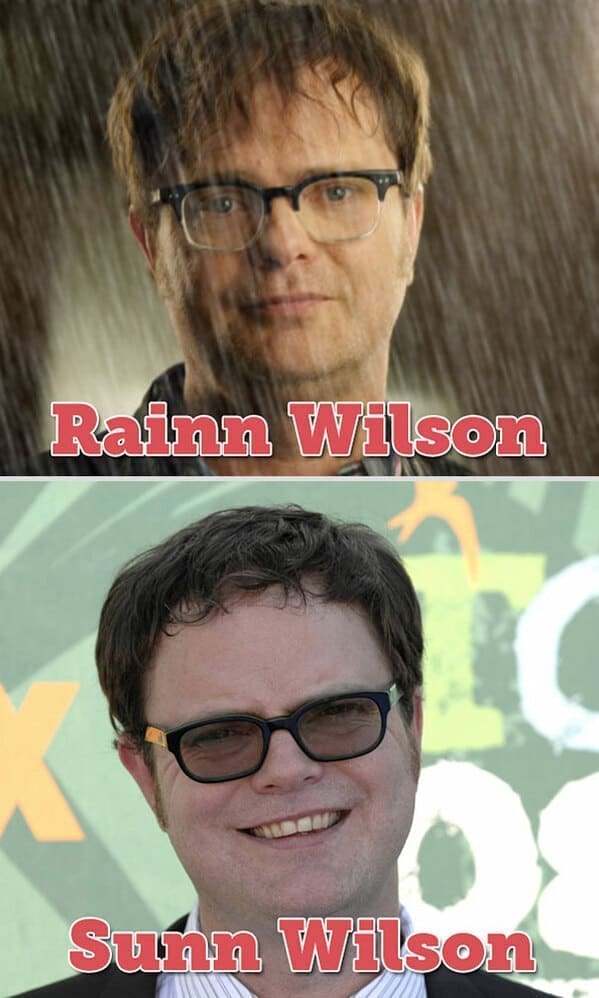 celebrity name puns Rainn Wilson Sunn Wilson
