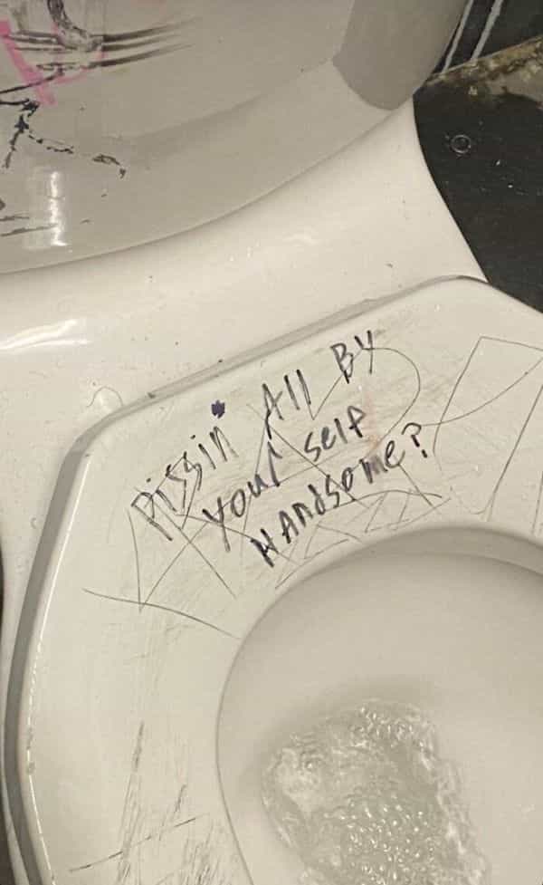 funny graffiti pissing all by yourself handsome