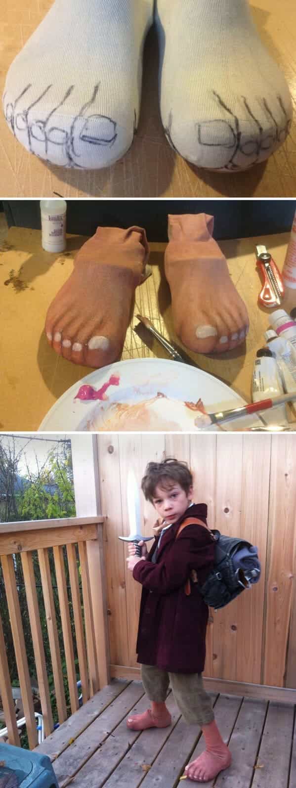 funny kids halloween costumes Frodo hobbit feet