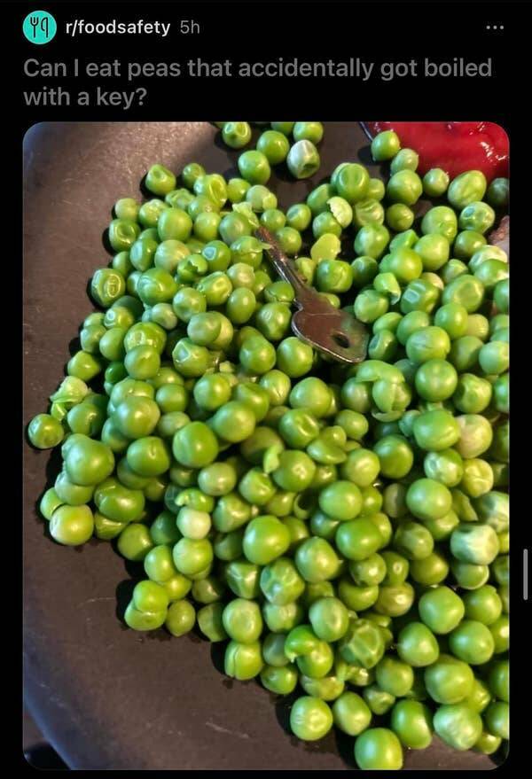 funny memes Can I eat peas that accidentally got boiled with a key?