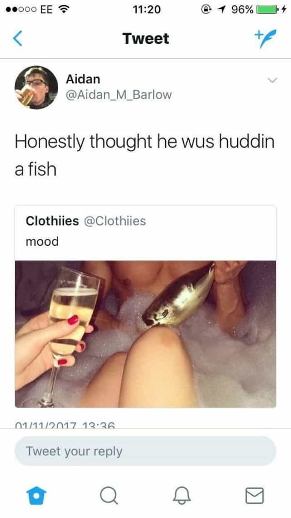 Scottish twitter Honestly thought he wus huddin a fish