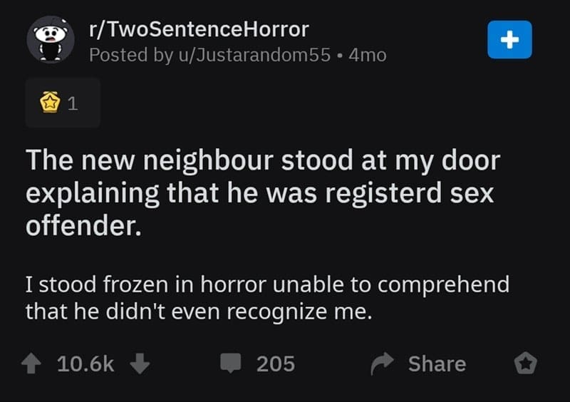 two sentence horror stories