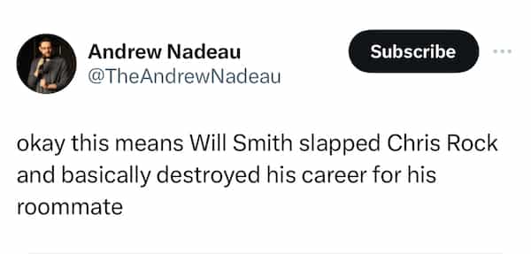 will smith and Jada memes okay this means Will Smith slapped Chris Rock and basically destroyed his career for his roommate