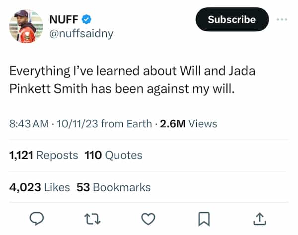 will smith and Jada memes Everything I've learned about Will and Jada Pinkett Smith has been against my will.
