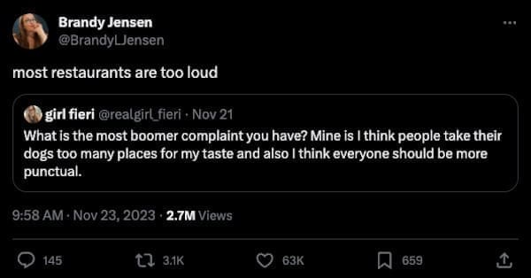 boomer complaints most restaurants are too loud