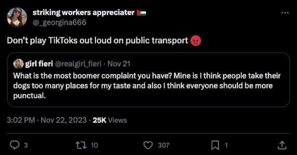 boomer complaints Don't play TikToks out loud on public transport