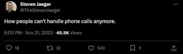 boomer complaints How people can't handle phone calls anymore.