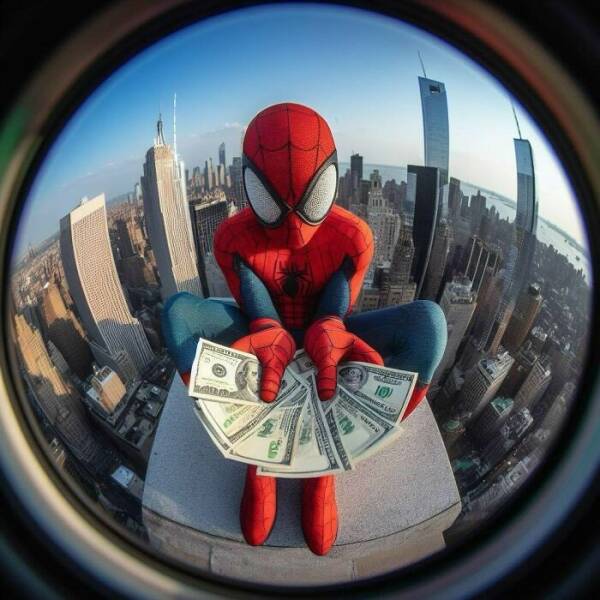 Spiderman with money