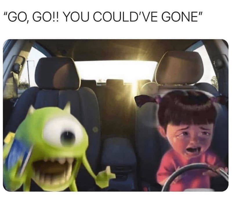 driving memes "GO, GO!! YOU COULD'VE GONE"