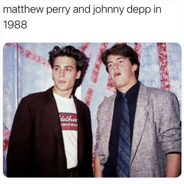 friends the show memes matthew perry and johnny depp in 1988