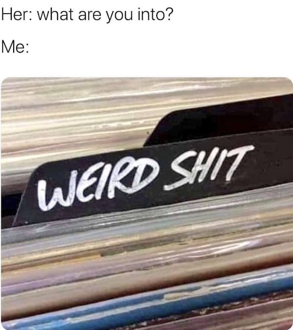 funny memes Her: what are you into? Me: WEIRD SHT