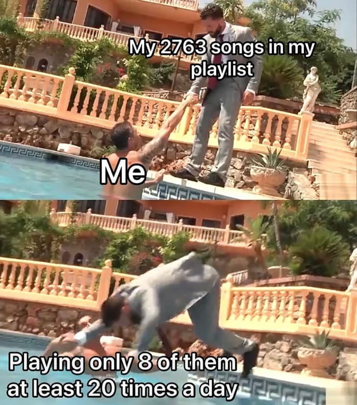 funny memes My 27,63 songs in my playlist 리리리리리디 • Me Playing only 8of them at least 20 times a day
