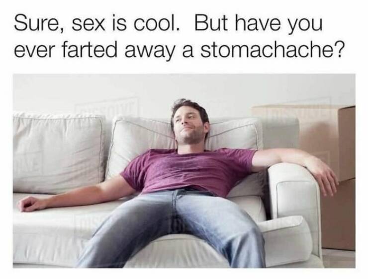 funny pictures Sure, sex is cool. But have you ever farted away a stomachache?