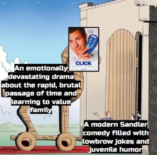 funny pictures An emotionally devastating drama about the rapid, brutal passage of time and learning to value Family A modern Sandler comedy filled with 'lowbrow jokes and juvenile humor