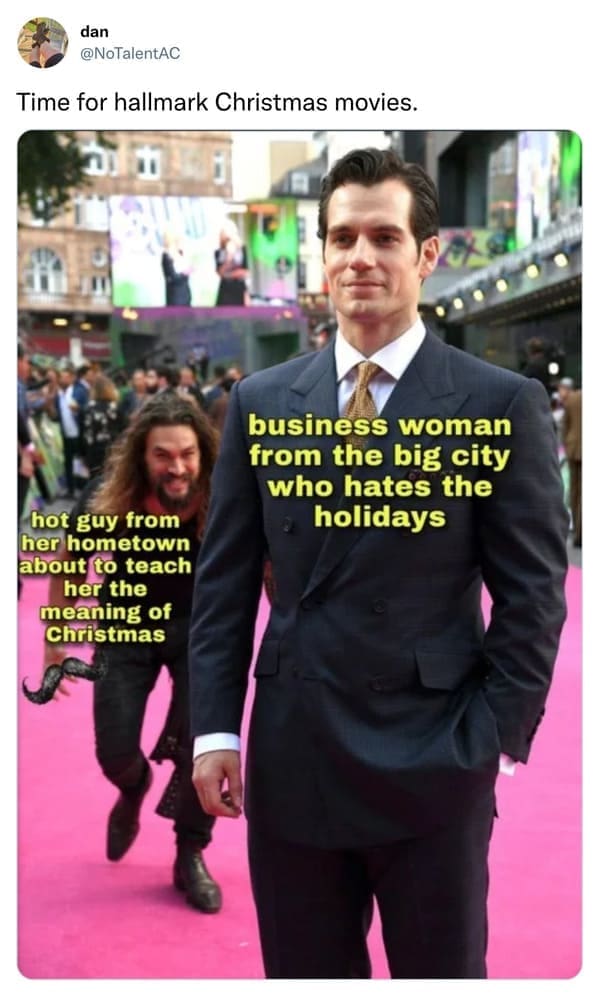 hallmark christmas movie meme Time for hallmark Christmas movies. business woman from the big city who hates the holidays hot guy from her hometown about to teach her the meaning of Christmas